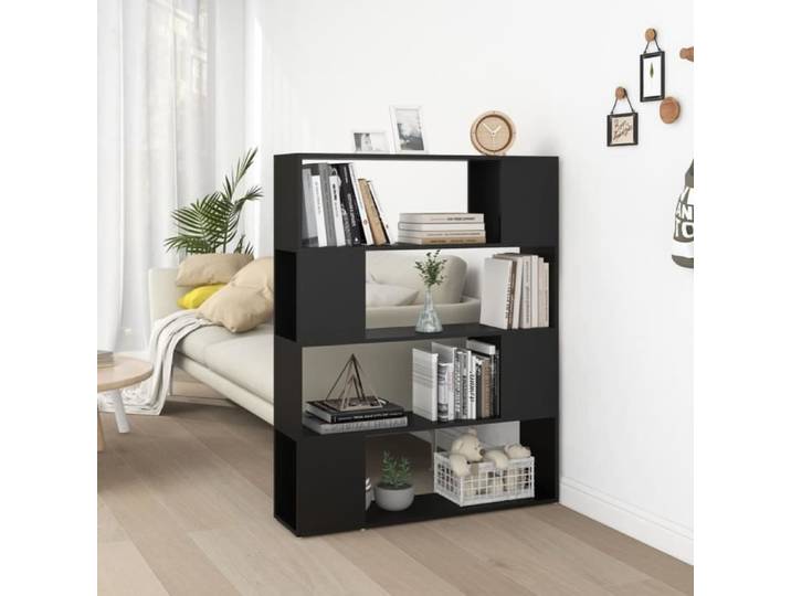 Bibliothèque-Séparateur de pièce Noir 100x24x124 cm
