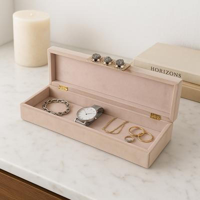 Sagebrook Home "Modern Felix Suede Gemstone Decorative Box with Lid - 18"", Ivory - 18.0"""