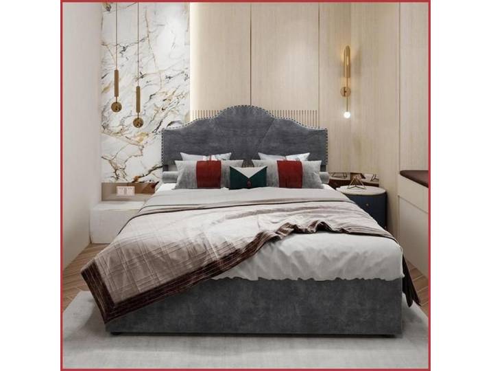 Lit Minimaliste Moderne - Tête de Lit Doux - Cadre Haut Pneumatique - 140x200 cm - Gris