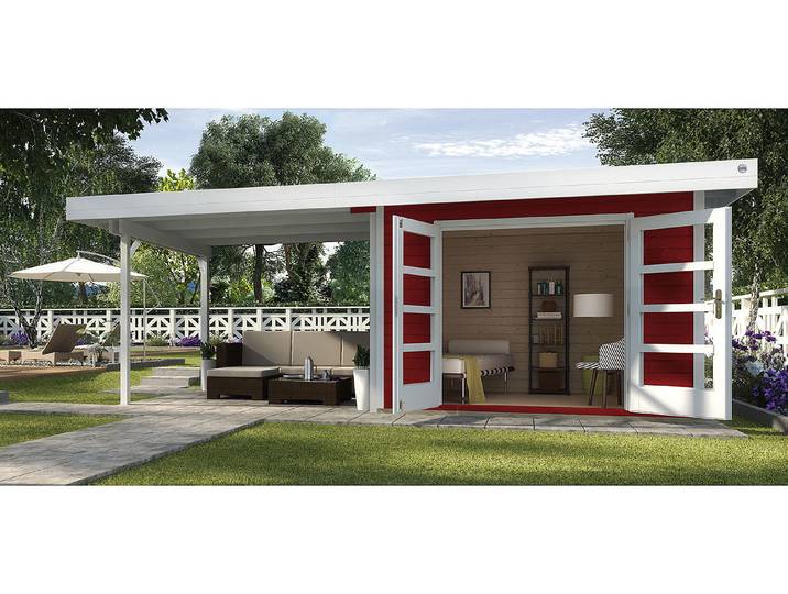 Weka Designhaus 126 B mit Anbau und Flachdach 6 × 3.5 m