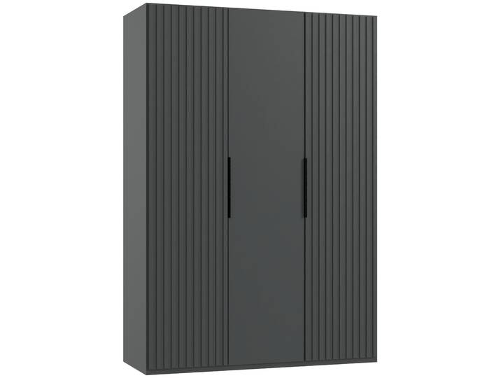 Drehtürenschrank WIMEX Andorra by fresh to go , schwarz (graphit, akustikpaneel optik graphit), B:150cm H:216cm T:58cm, Holzwerkstoff, Schränke, Drehtürenschrank, Mit 3D-Leisten für Akustikpaneel-Optik