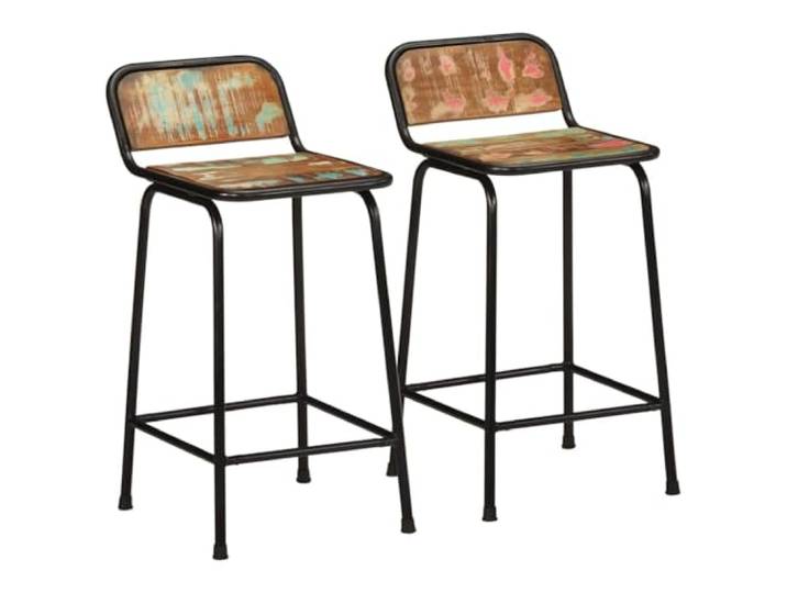 TEKGHUT Barhocker 2 STK. 46x35,5x80 cm Altholz Massivholz Stabile Metallbeine, Mit Rückenlehne, Für Bartresen, Esszimmer, Küche, Max. 110 kg