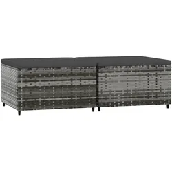 vidaXL Gartenhocker mit Kissen 2 Stk. Grau Poly Rattan