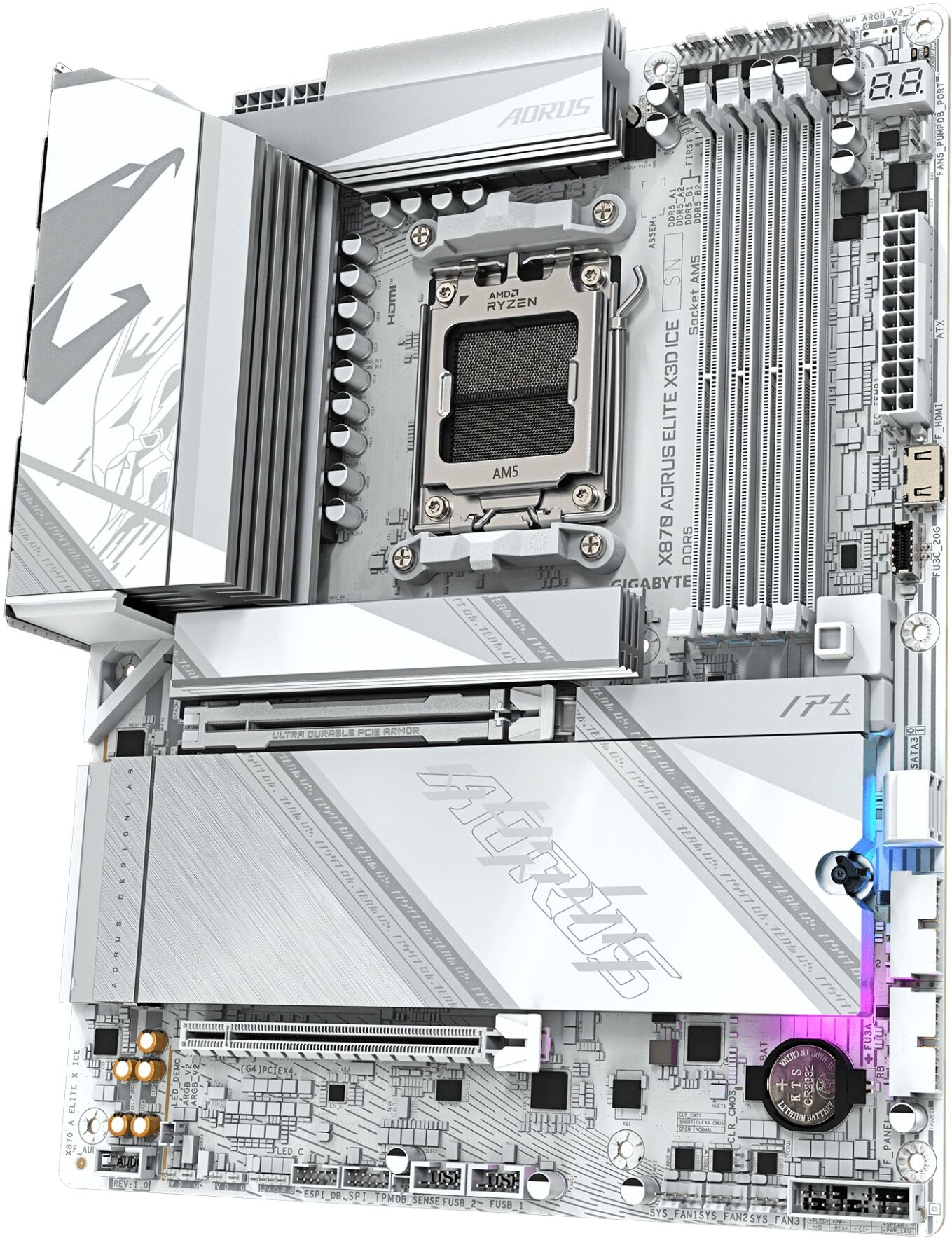GIGABYTE X870 AORUS ELITE X3D ICE AMD X870 ATX Socket AM5 Motherboard - White