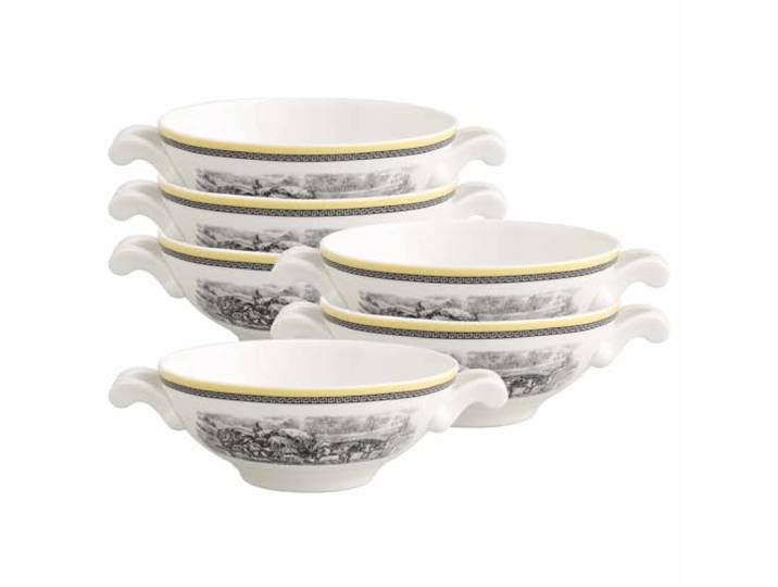 Villeroy & Boch Audun Ferme Suppentassen 6er Set, 400 ml, Suppenschalen mit Landschafts-Motiv, Premium Porzellan, Weiß/Mehrfarbig