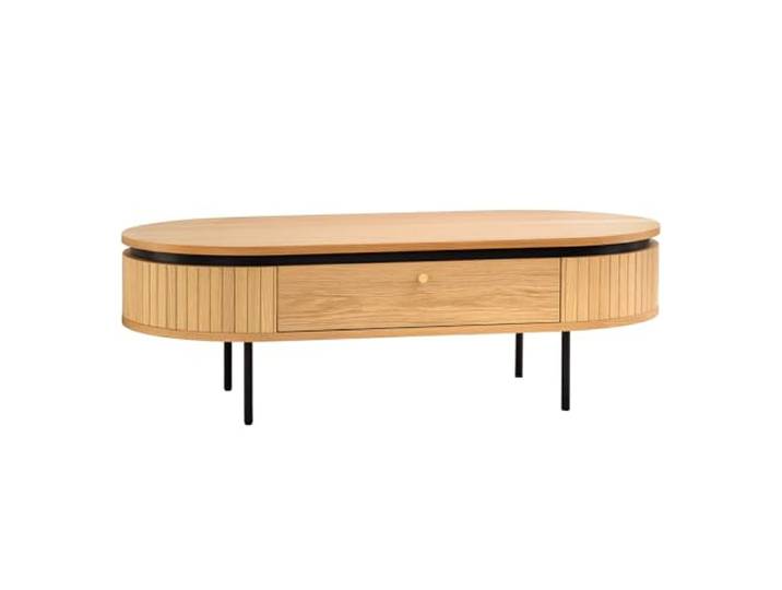 Riess Ambiente Couchtisch Atelier 120cm - schwarz Natur - Eichenholz Stauraum, 40 kg Belastbarkeit, natürliche Optik, wohnlicher Look, für Wohnzimmer, eleganter Look, Bodenschoner, Metallgestell