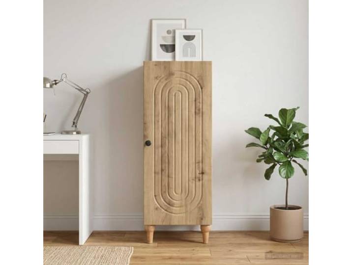 RJPLMFV Anrichte Eiche 33 x 34,5 x 90 cm aus Holz Drehbare Türen 90 °, Einlegeböden im Inneren, glatte Oberfläche, pflegeleicht