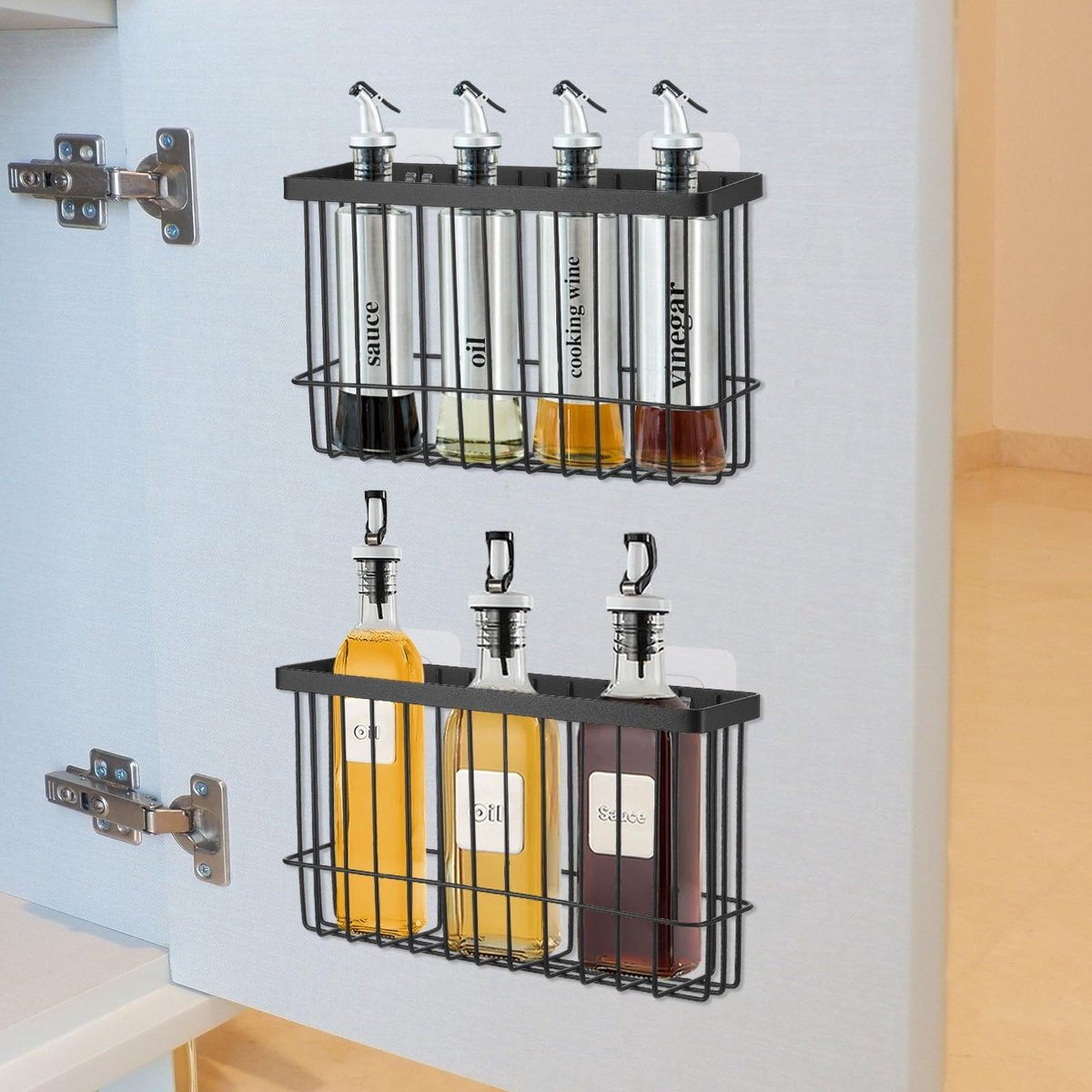 Omgoods - 2 stuks zelfklevende keukenkastdeur opbergdozen voor wandmontage