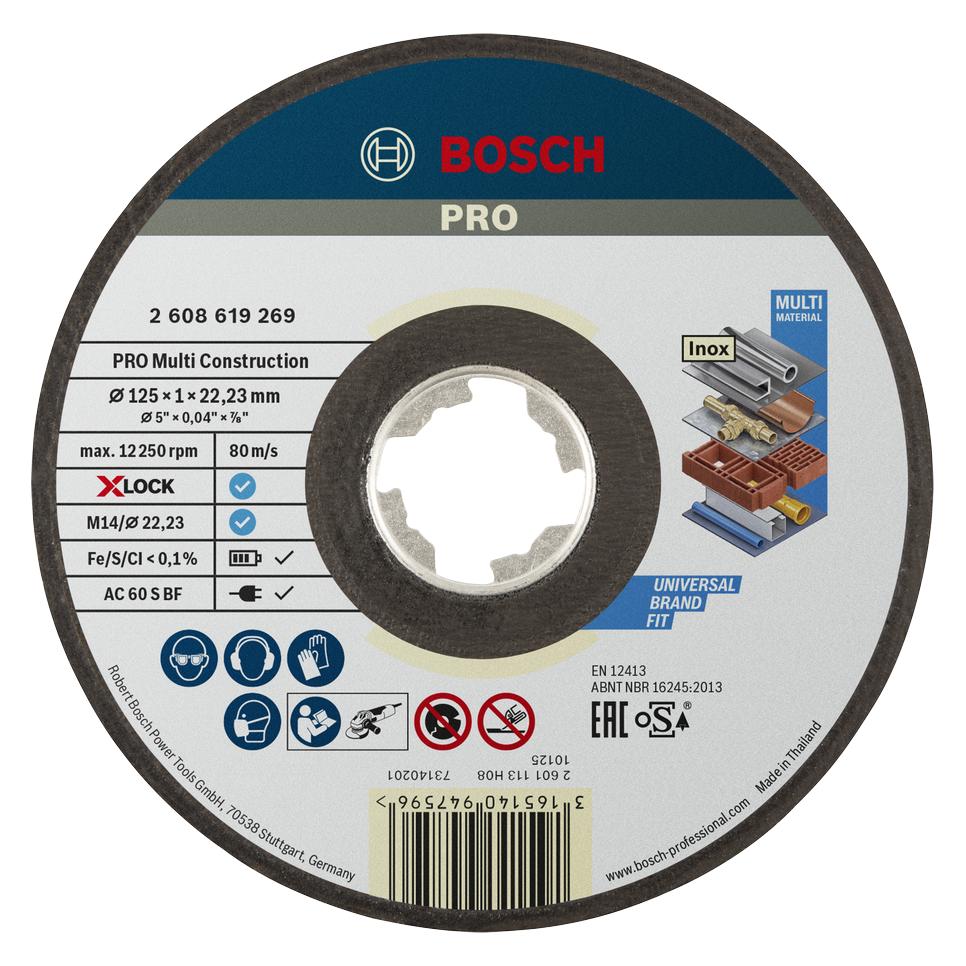 Bosch Professional Zubehör PRO Multi Material X-Lock Trennscheibe, 125 x 1 x 22,23 mm (2608619269)