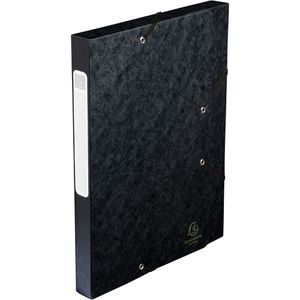 Exacompta Heftbox Cartobox, 18516H, aus Colorspan-Karton, A4, 2,5 cm Füllhöhe, schwarz, Verschluss seitlich mit Gummizug