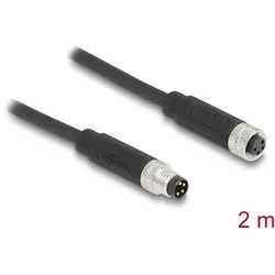 DeLOCK M8 4 Pin Kabel A-kodiert Stecker zu Buchse PUR (TPU) 2 m