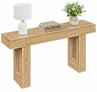 Costway 63 Inches Long Console Table Farmhouse Entryway Table with Storage-Natural