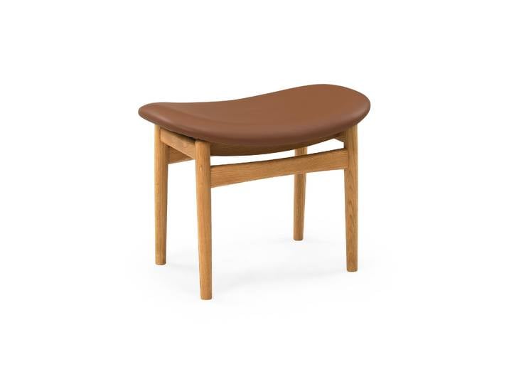 Struct Fußhocker, Eiche natur Leder cognac