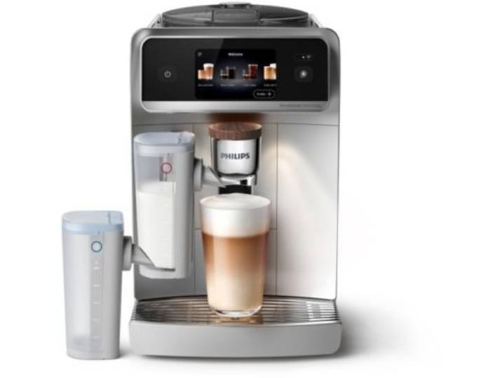 Philips - Expresso Broyeur Ep8757/20 Cafetière À Grain Aromis Lattego Pro, + 50 Boissons, Silentbrew, Blanche