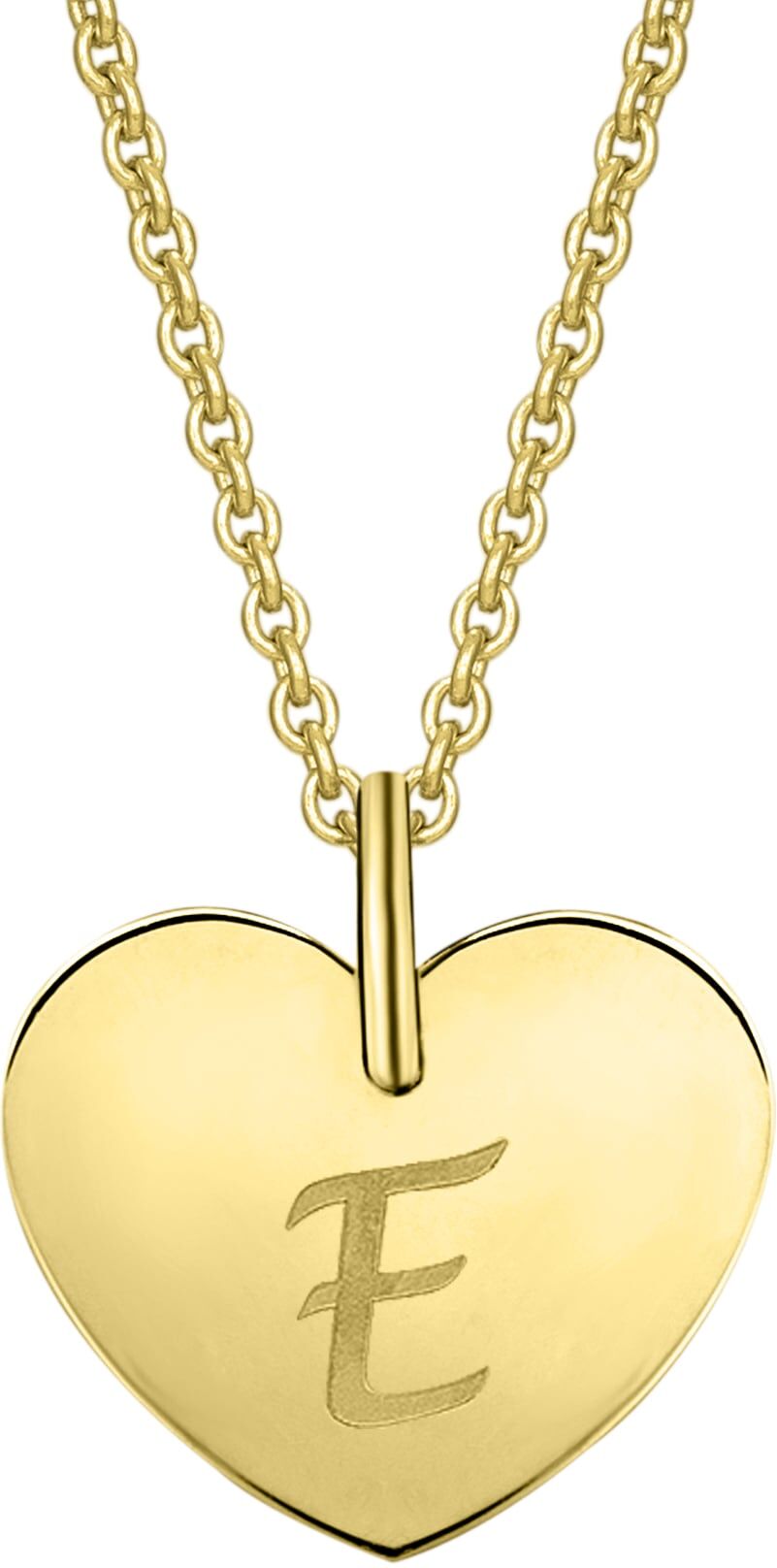 Kette mit Anhänger ONE ELEMENT "Herz mit Gravur E Buchstaben Anhänger aus 333 Gelbgold", gold, Halsketten, Damen, Gelbgold 333 Gold, Gelbgold 333, Gold, Ein Geschenk von Herzen – zart, elegant & voller Symbolik