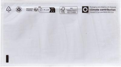 Dokumententasche/Lieferscheintasche SecurePack, DIN lang, ohne Aufdruck, selbstklebend, wasserfest, PCR & FSC®-Kraftpapier, transparent, 250 Stück