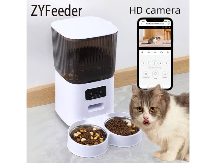 Distributeur automatique de nourriture pour animaux de compagnie 5L avec caméra, distributeur intelligent de nourriture pour chats et chiens, WiFi, programmation quantitative, bol d'alimentation en