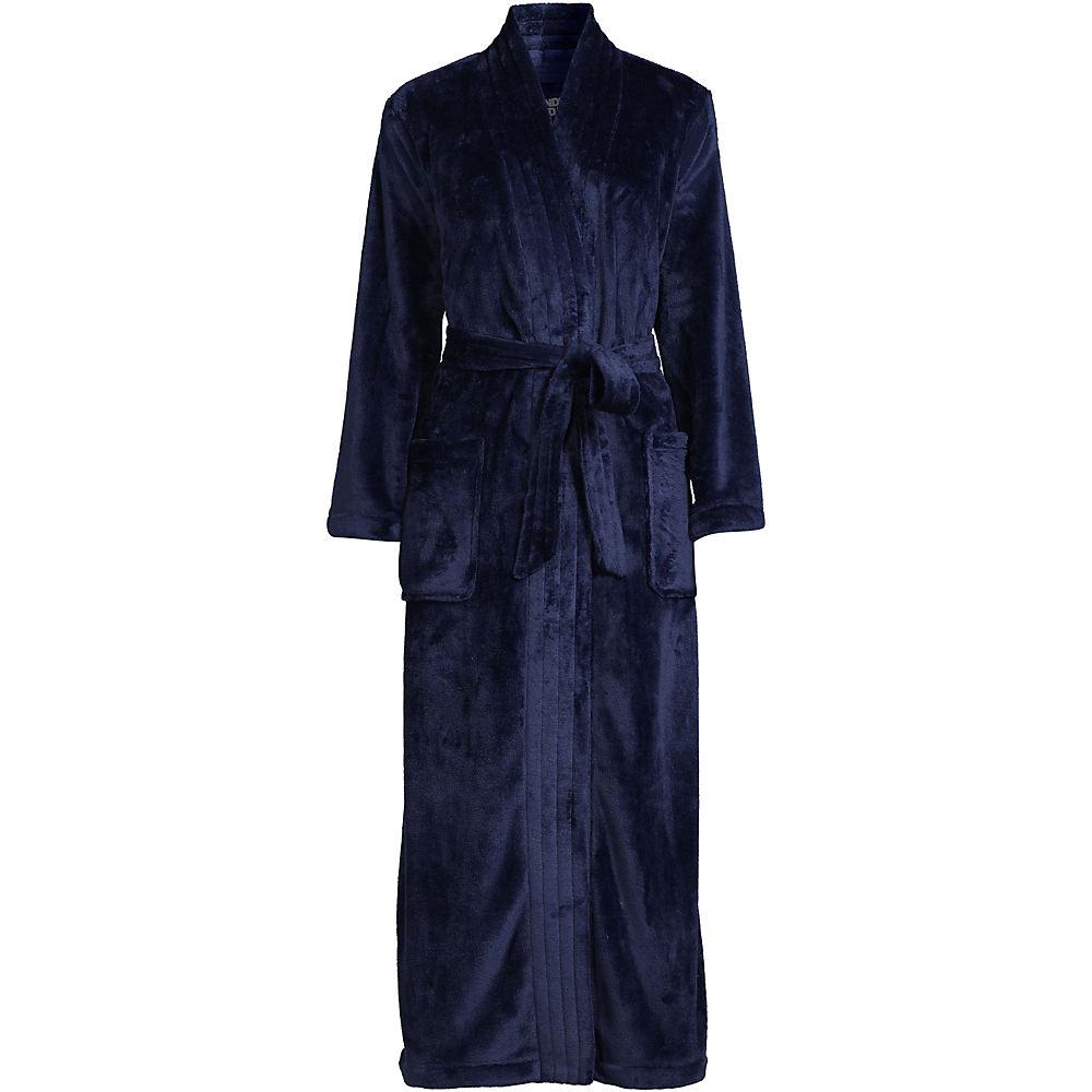 Bademantel aus Plüsch-Fleece für Damen in Plus-Größe, Damen, size: plus, Blau, Polyester, by Lands' End