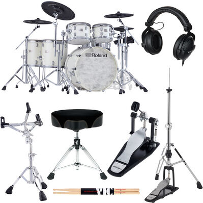 Roland VAD716-PW E-Drum Set Bundle Pearl White
