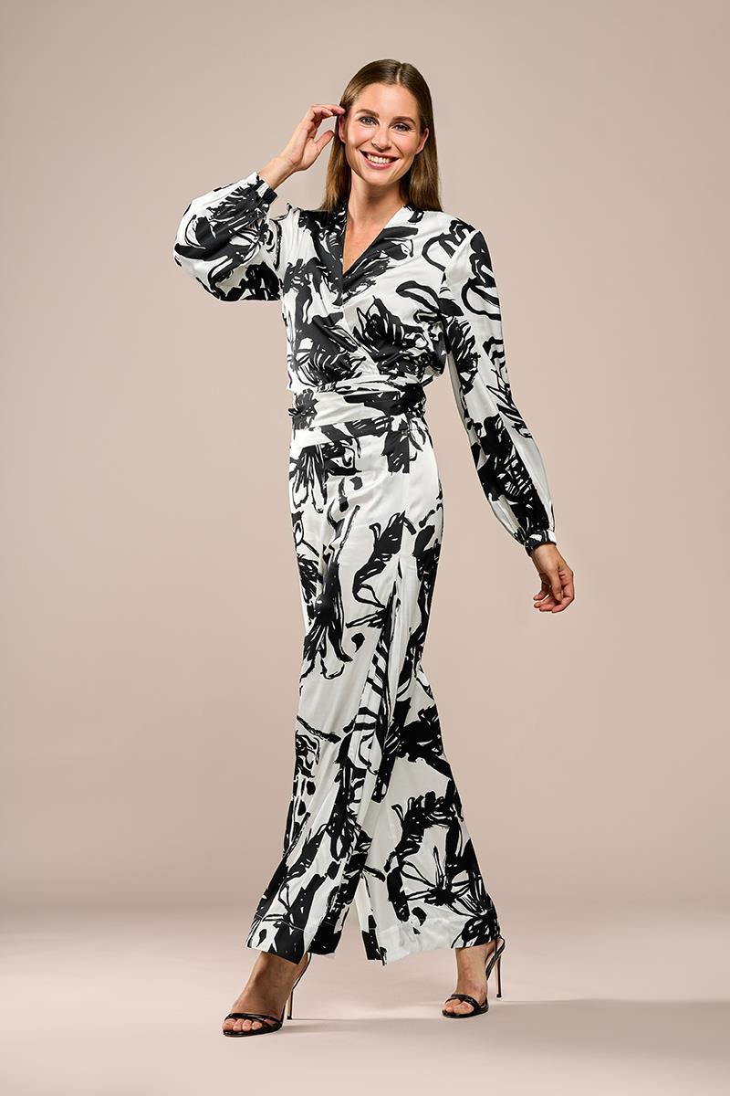 Carly Print Bluse Schwarz / Weiß