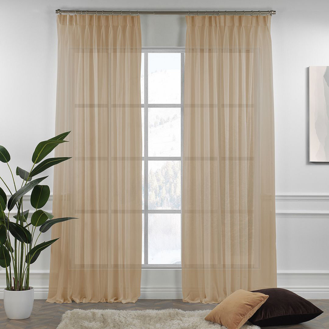 Noine Home Deco Sheer Single Curtain Panel Brown 245cm Width x 145cm Drop