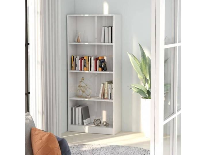 Bibliothèque contemporaine à 4 niveaux VIDAXL - Blanc brillant - 60x24x142 cm