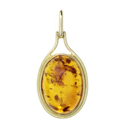 Kettenanhänger OSTSEE-SCHMUCK "- Marga - Gold 333/000 - Bernstein" Gr. 25, gold (gold 333, goldfarben, gelb), Schmuckanhänger, Damen, Gelbgold 333, Kettenanhänger