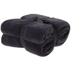 WellHome - 250 g/m2 Coral Fleece Decke, 100 % Polyester, Farbe Anthrazit