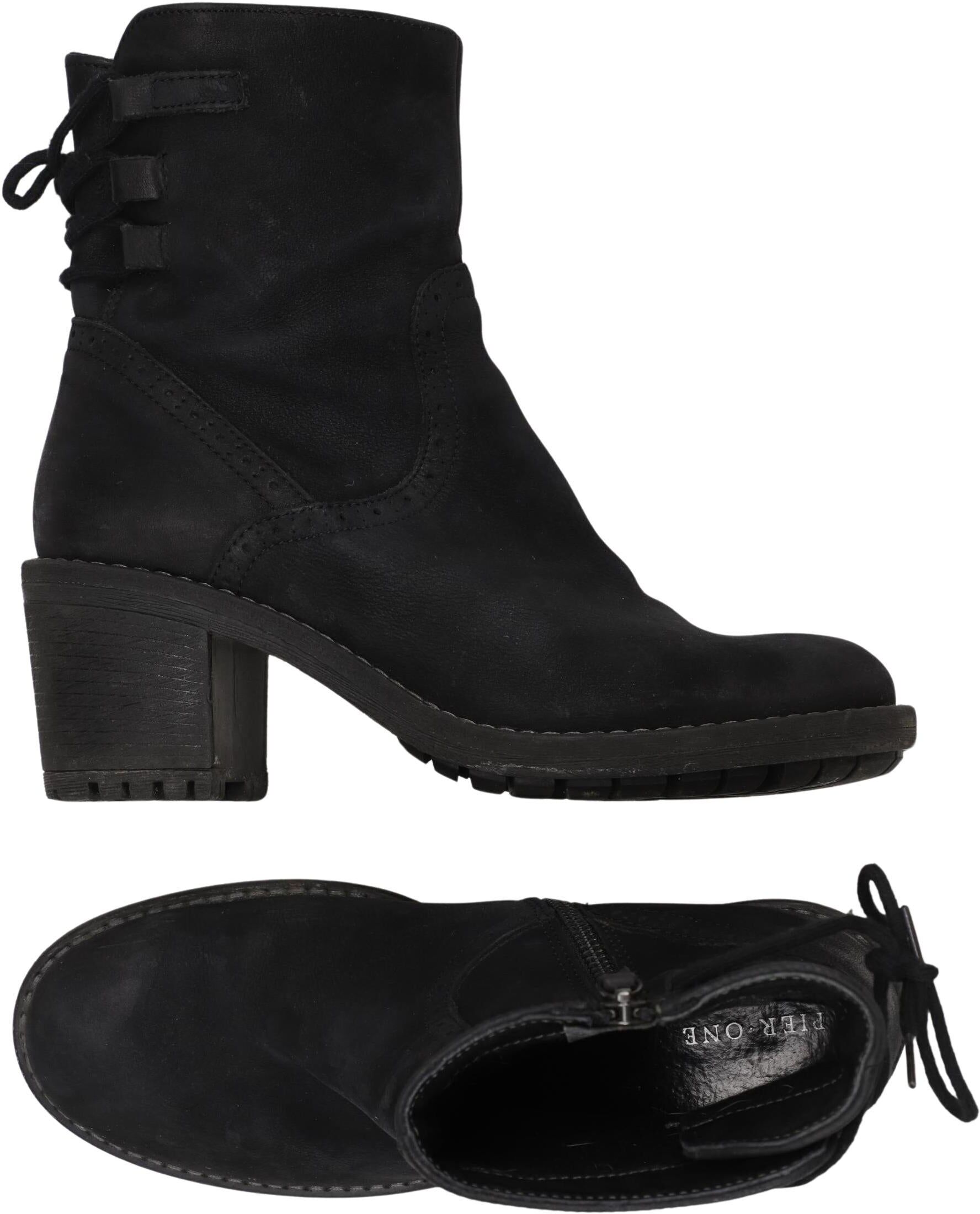 pier one Damen Stiefelette, Schwarz, Gr. EU 39, Leder - Second Hand
