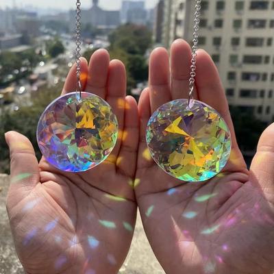 Inspired Finds 2pcs Crystal Sun Catcher Prism Window Hanging Rainbow Maker Light Reflector Decor round