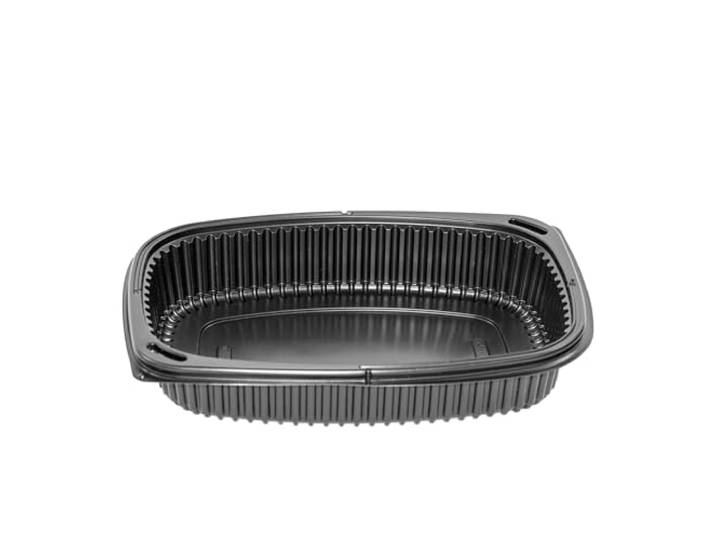 daybays 320 Stück Mikrowellen Menüschale 1250 ml Ungeteilt – Mikrowellengeeignet, PP Schwarz mit transparentem Deckel Menübox, Meal Prep & Essenbox