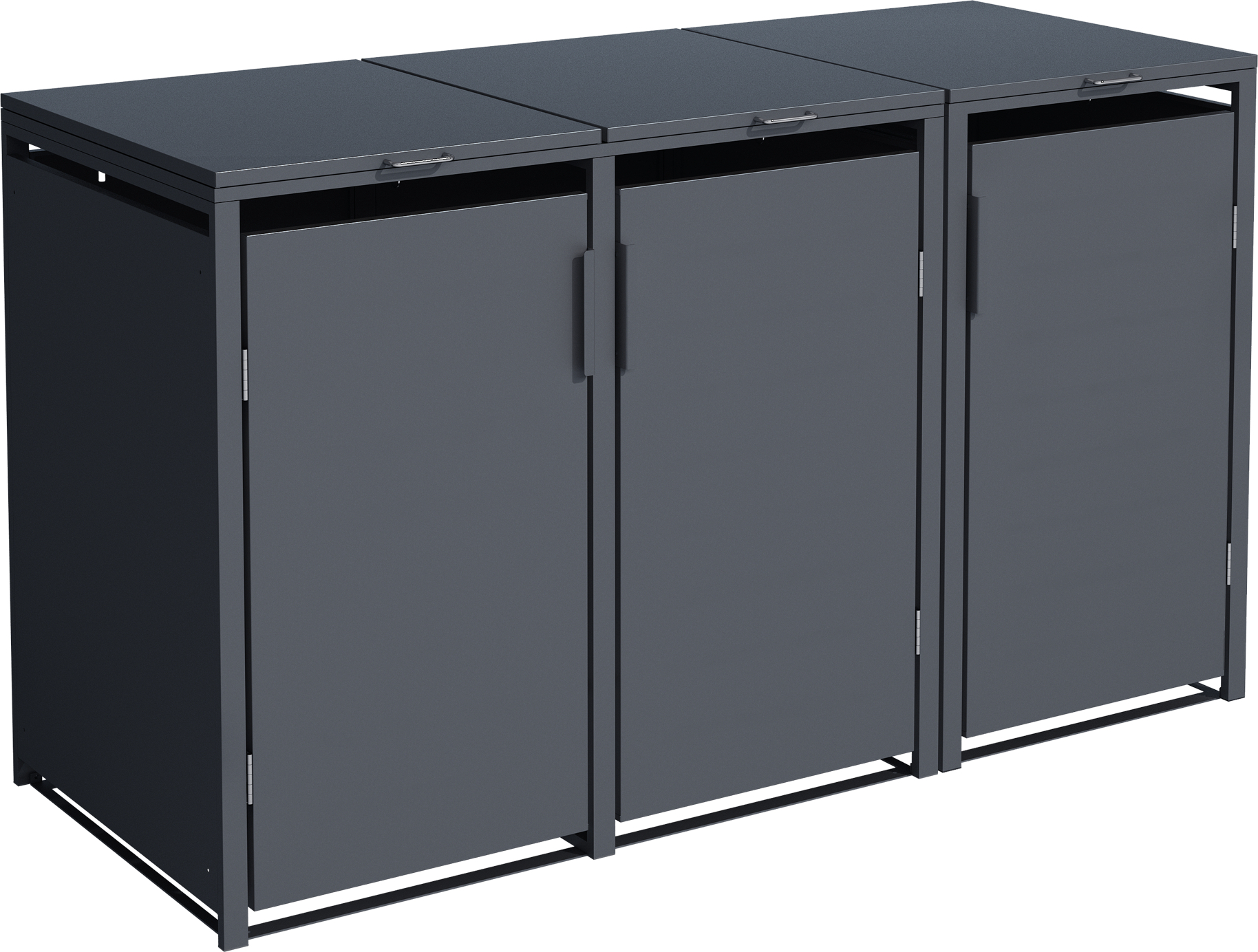 DEGAMO Mülltonnenbox 3er MÜNCHEN 200x80x116cm für Tonnen 120 und 240 Liter, grau