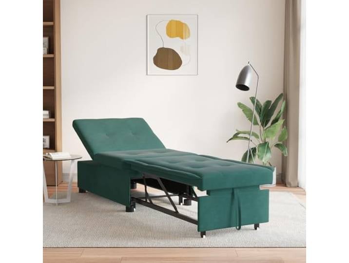 HEFZGDB 3-in-1 Schlafsofa Auszieh-Design Dunkelgrüner Samt Multifunktionales Sitzmöbel Verstellbares Relaxsofa mit Weicher Oberfläche und Kompakte Größe Ideal für Wohnzimmer