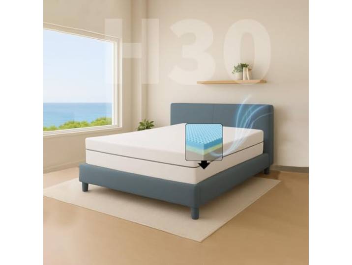 Comfy Line - Matratze für französisches Bett 130 x 190 cm aus Memory-Schaumstoff, Höhe 30 cm. 7 Zonen, orthopädisch. Bezug aus frischer und atmungsaktiver Baumwolle. Hergestellt in Italien