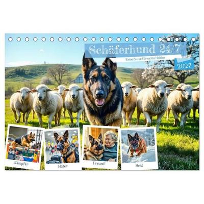 Schäferhund 24/7 - Keine Pause für echte Helden (Tischkalender 2027 DIN A5 quer), CALVENDO Monatskalender