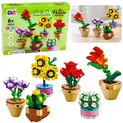 Bausteine Blumen Pflanzen in Töpfen 6 Stück 256 Teile.
