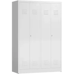 Spind Spindschrank 4 Abteile für 2 Pers. mittig schließend 180x120x50mm, signalweiß X-510447