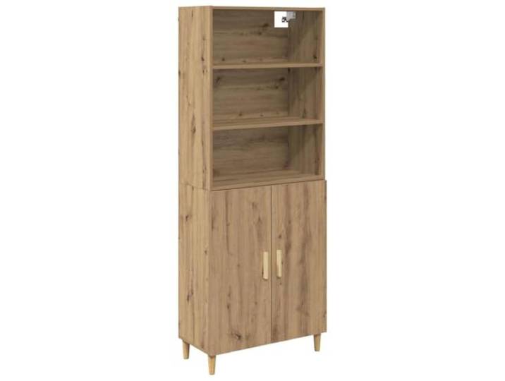 Kaorsrow Highboard 2-Teilig Artisan-Eiche 69,5x32,5x180 cm Vielseitiger Schrank aus Holzwerkstoff für Esszimmer und Wohnbereich, nutzbar als klassisches Regal oder Raumteiler.