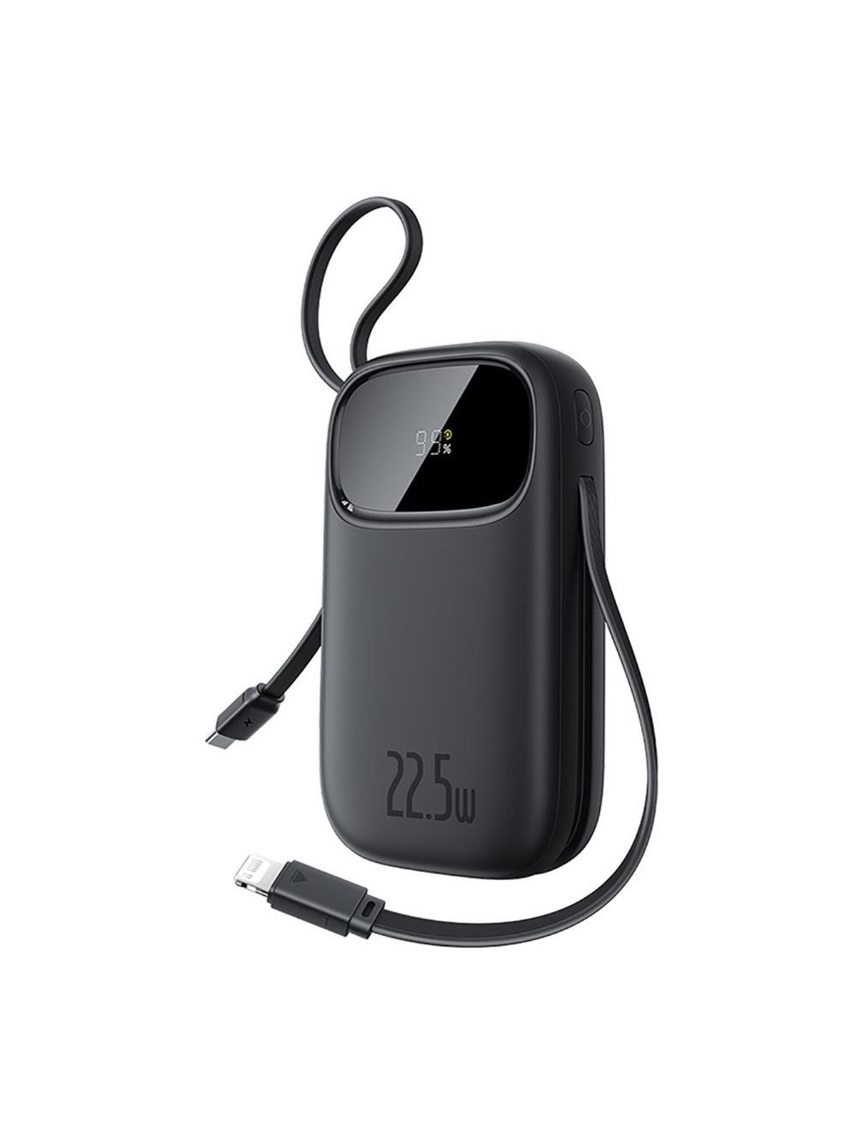 Baseus EnerFill FC31 20000mAh 22.5W Powerbank with Digital Display and 2 Built-in Cables (USB-C + Lightning) - Black - 20000 mAh