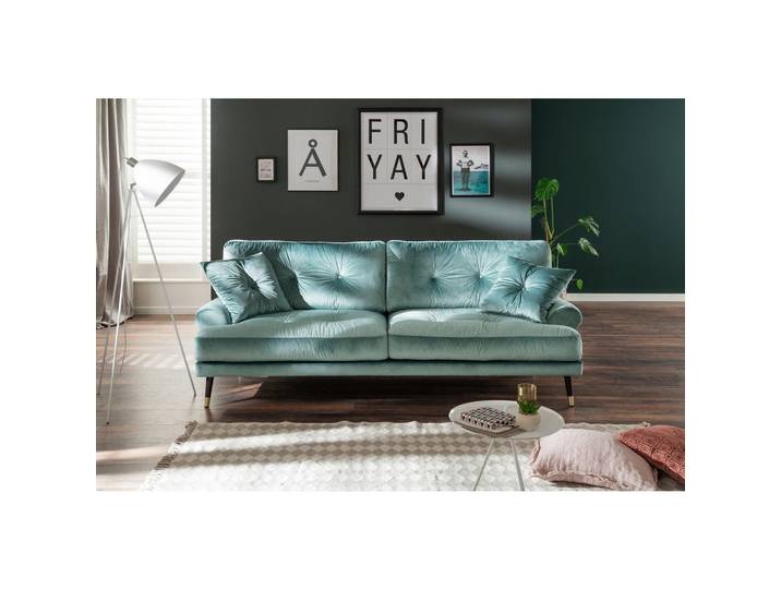 Mid.you 3-Sitzer-Sofa Tokio-3S Sofa, Petrol, Uni, Füllung: Schaumstoffflocken, 220x89x100 cm, Rücken echt, Stoffauswahl, Wohnzimmer, Sofas & Couches, Sofas, 3-Sitzer Sofas