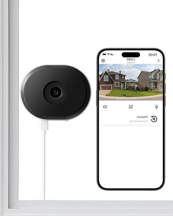 ZOSI Binnencamera Raam - Glasbewaking Camera voor Buitenbeveiliging - 2K HD Resolutie - Wit