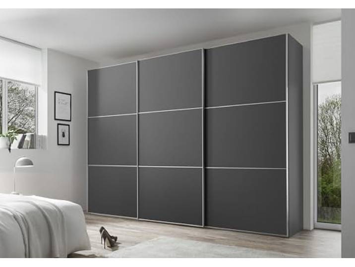 Staud Schwebetürenschrank 3-türig Includo, Dekor Vulkan, 222cm / 280cm / 68 cm (H/B/T), Basic