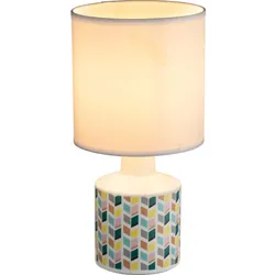 Schreib Tisch Lampe Ess Zimmer Keramik Stoff Beistell Lese Leuchte Rauten Muster