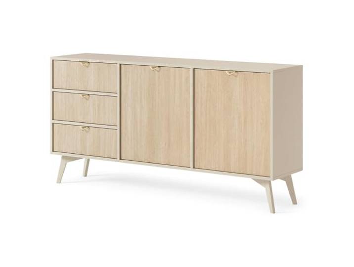 Lomadox Kommode Sideboard 158cm in beige, Front mit Fischgrätenmuster