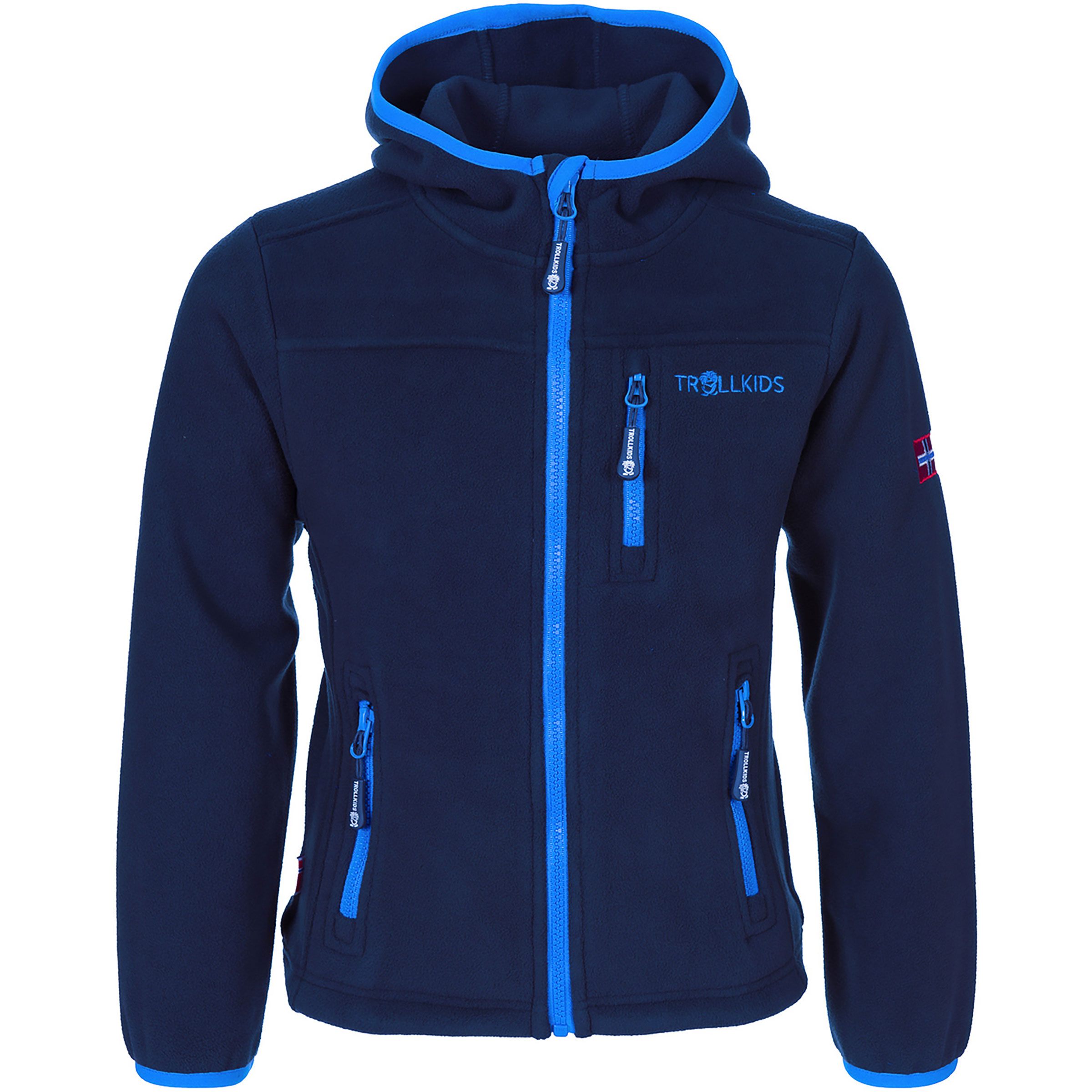 Trollkids Stavanger Kinder Fleecejacke blau Größe 164 Trekking Winddicht