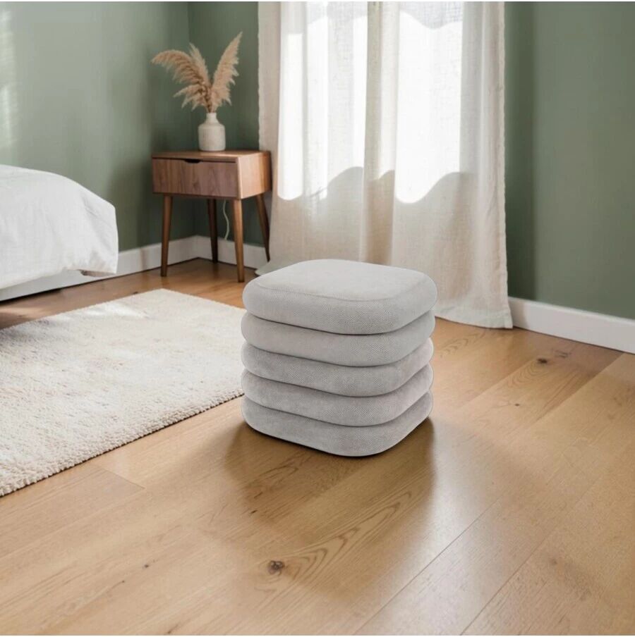 BellaHome POUF CONTENITORE AD ANELLI GRIGIO CHIARO