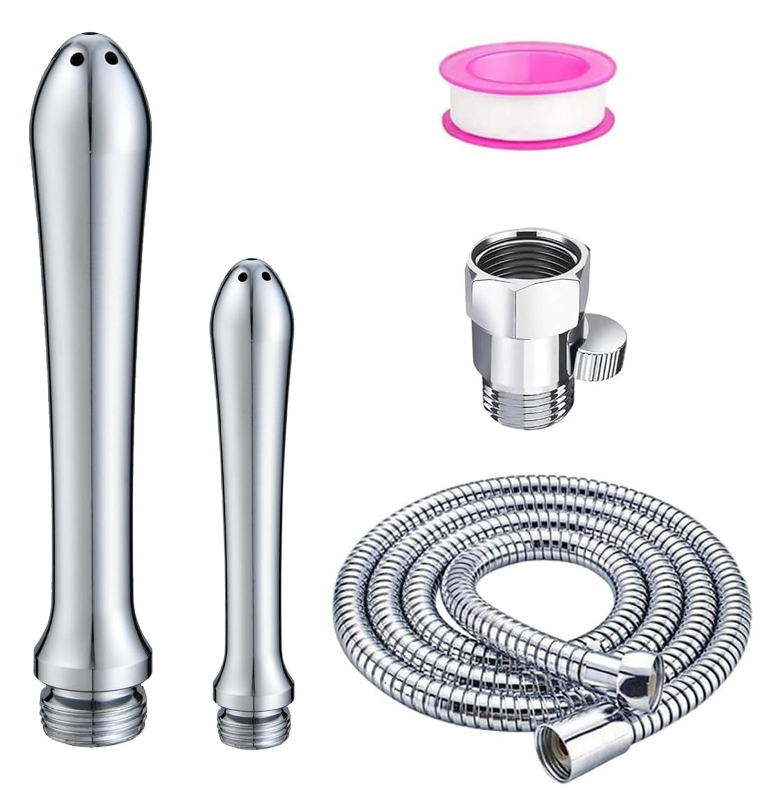 Set van 2 aluminium douchekoppen met verstelbare slang