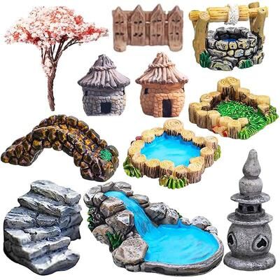 Inspire Select Miniature Fairy Garden Lighthouse & Bridge Resin Ornament DIY Landscape Decor Accessories style I