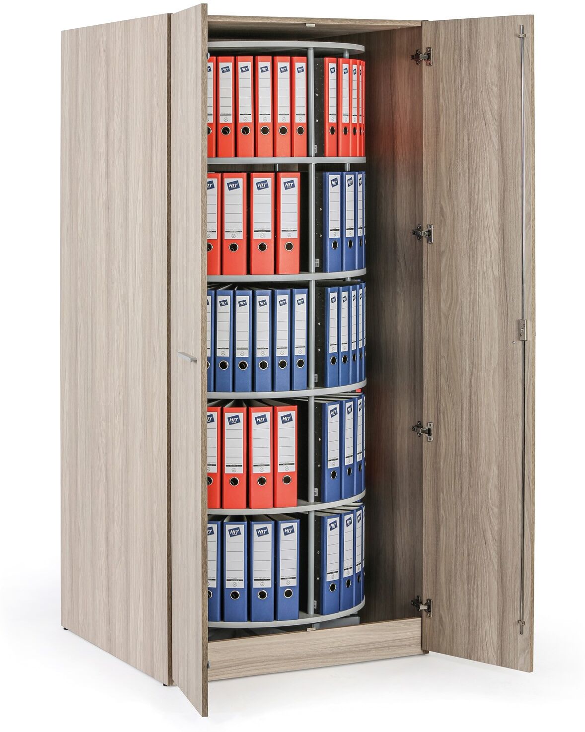 B2B Partner Schrank mit Drehregal für Ordner, 5 Ebenen, abschließbar, Eiche natur