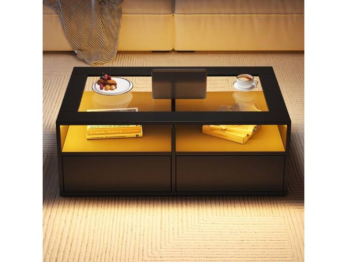 Table basse LED - Dimensions 100x50x35 cm - Éclairage LED intégré - Contrôle via application smartphone